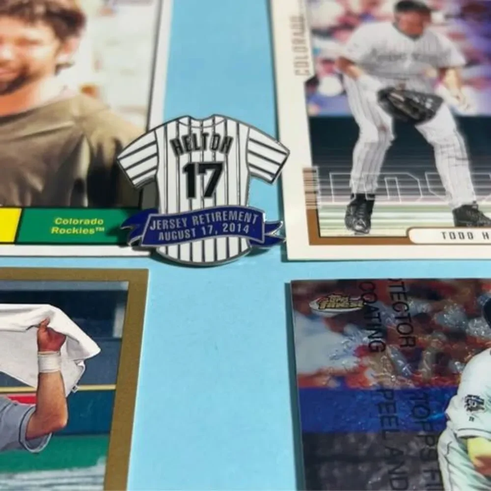 Todd Helton #17 Colorado Rockies 2014 Jersey Retirement Ltd Ed Pin & 4 Cards